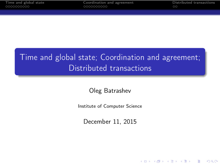 time and global state coordination and agreement