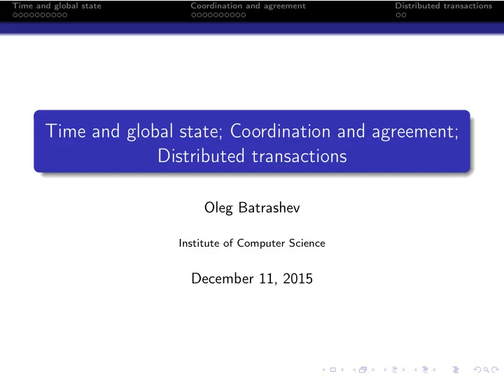 time and global state coordination and agreement