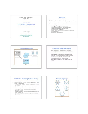 Distributed Systems    Reasons for distributed systems    Resource sharing   sharing and