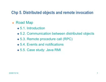 Chp 5. Distributed objects and remote invocation  Road Map  5.1. Introduction  5.2.