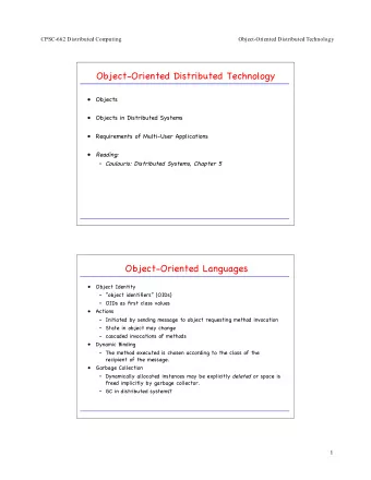 Object-Oriented Distributed Technology    Objects    Objects in Distributed Systems