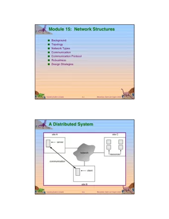 Module 15:  Network Structures  Background  Topology  Network Types  Communication