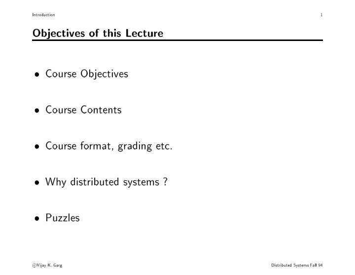 intro duction 1 objectives of this lecture course