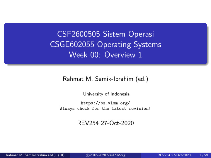 csf2600505 sistem operasi csge602055 operating systems