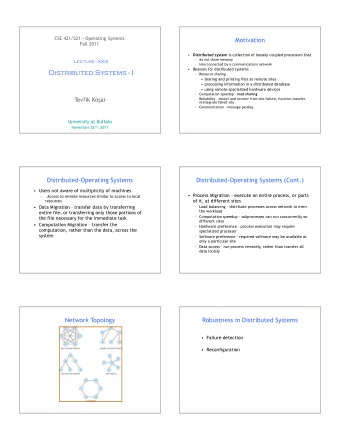 Distributed Systems - I    Resource sharing   sharing and printing files at remote sites