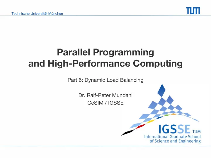 parallel programming and high performance computing