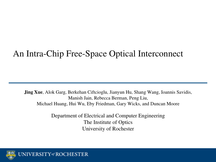 an intra chip free space optical interconnect