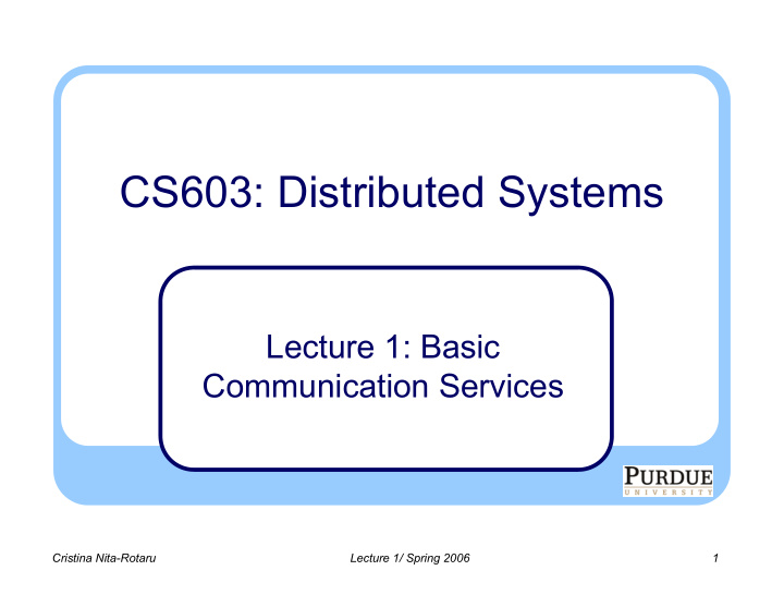 cs603 distributed systems