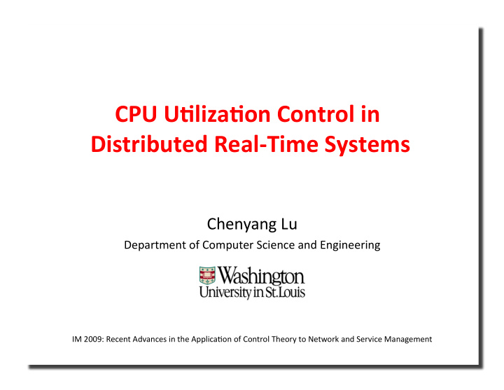 cpu u liza on control in distributed real time systems
