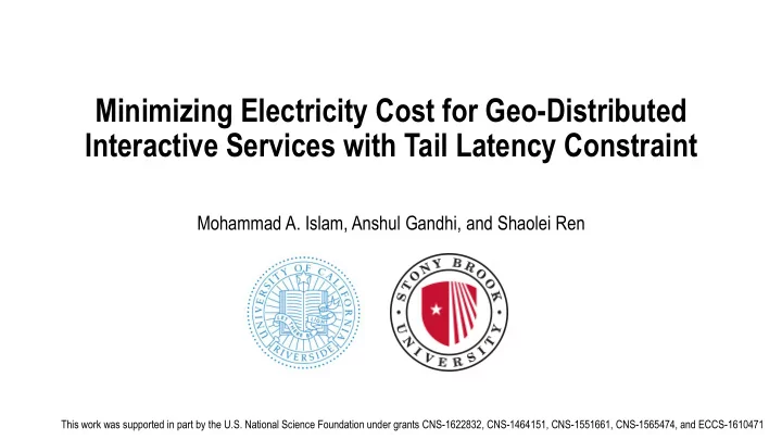 interactive services with tail latency constraint