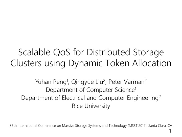 scalable qos for distributed storage clusters using