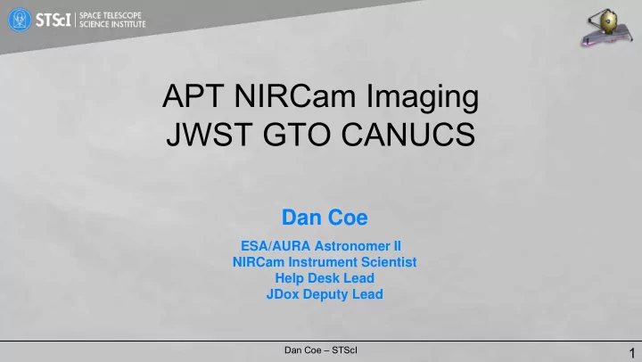 apt nircam imaging jwst gto canucs