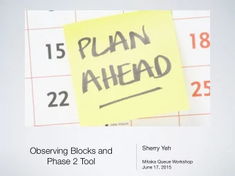 Observing Blocks and    Phase 2 Tool Mitaka Queue Workshop  June 17, 2015  Prepare  Collect