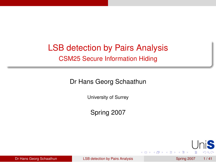 lsb detection by pairs analysis