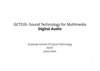 GCT535- Sound Technology for Multimedia  Digital Audio  Graduate School of Culture Technology