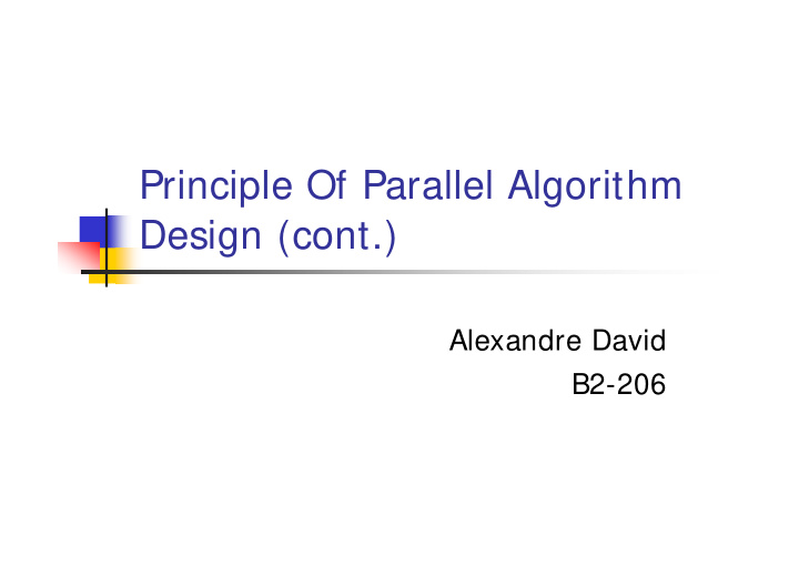 principle of parallel algorithm design cont