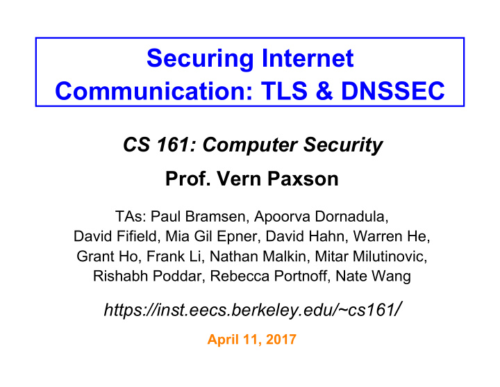 securing internet communication tls dnssec