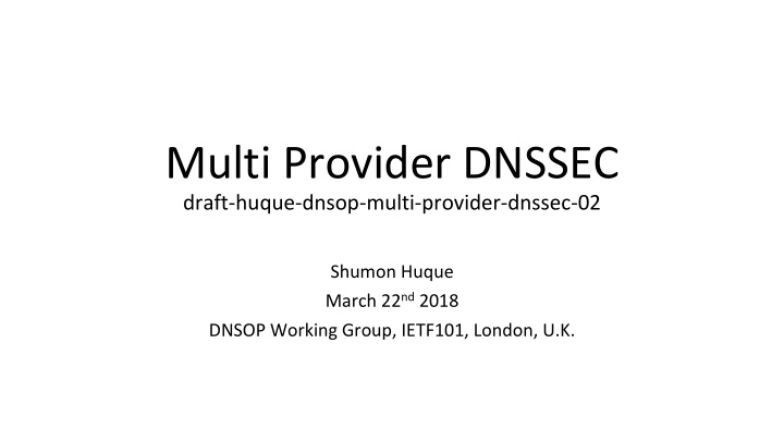 multi provider dnssec