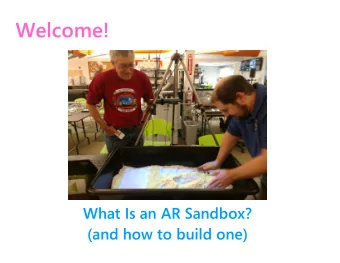 Welcome!  What Is an AR Sandbox?  (and how to build one)  An Augmented Reality Sandbox Is:  a