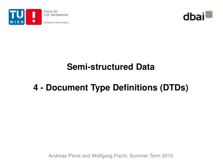 semi structured data 4 document type definitions dtds