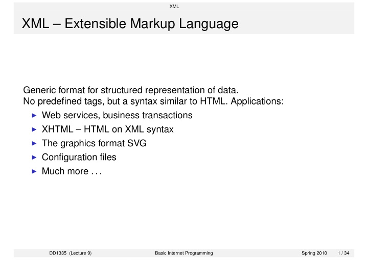 xml extensible markup language