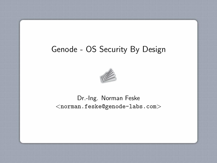 genode os security by design