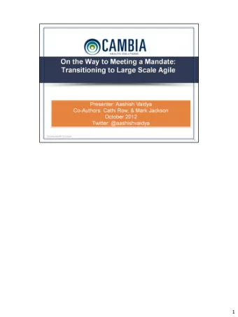 1  Survey the audience on their IT or Engineering department size.  Where are they in the