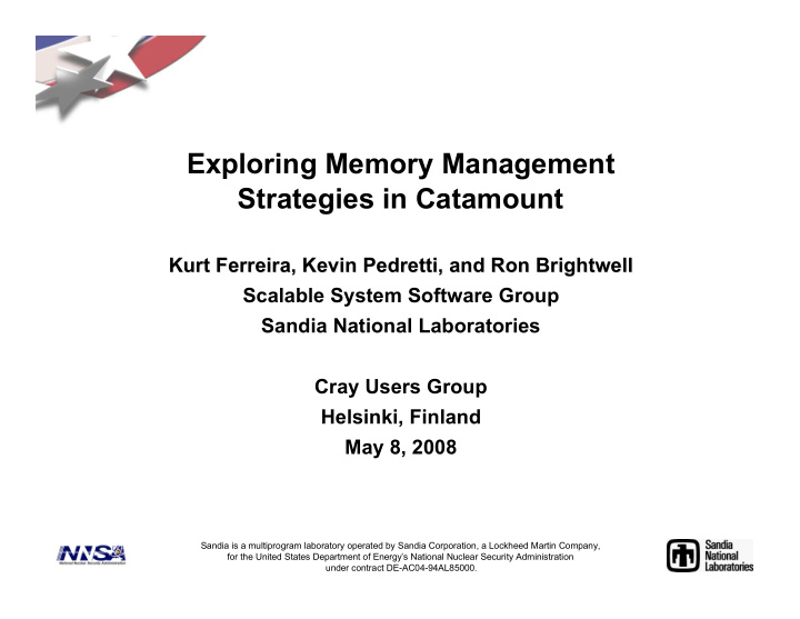 exploring memory management strategies in catamount