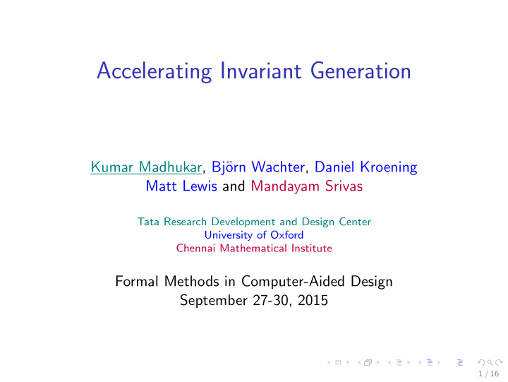 accelerating invariant generation