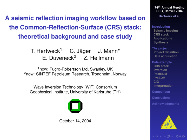a seismic reflection imaging workflow based on the common