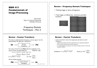 BBM 413  Fundamentals of   Thinking images in terms of frequency.  Image Processing   Treat