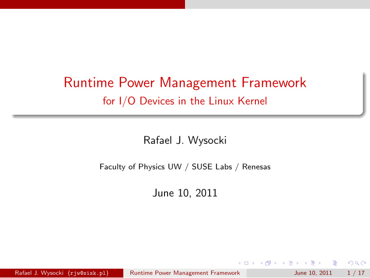 runtime power management framework