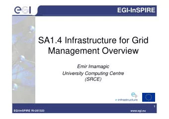 SA1.4 Infrastructure for Grid  Management Overview  Emir Imamagic  University Computing Centre