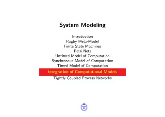 System Modeling  Introduction  Rugby Meta-Model  Finite State Machines  Petri Nets  Untimed Model