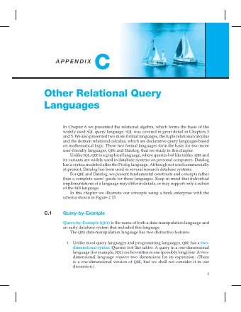 A P P E N D I X C  Other Relational Query  Languages  In Chapter 6 we presented the relational
