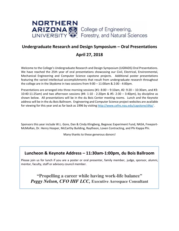 undergraduate research and design symposium oral