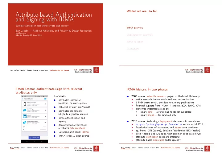attribute based authentication and signing with irma