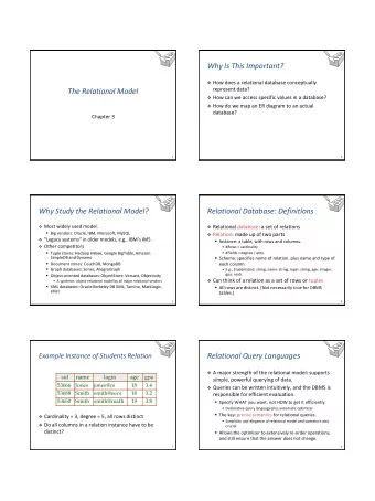 Why Is This Important?  How does a relational database conceptually  represent data?  The