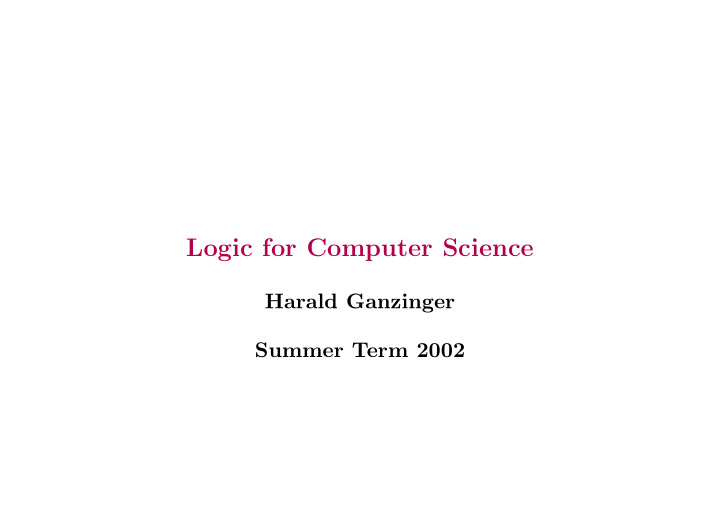 logic for computer science