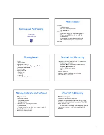 Name Spaces  OS-level    Address spaces  Naming and Addressing    File tree and file pathname