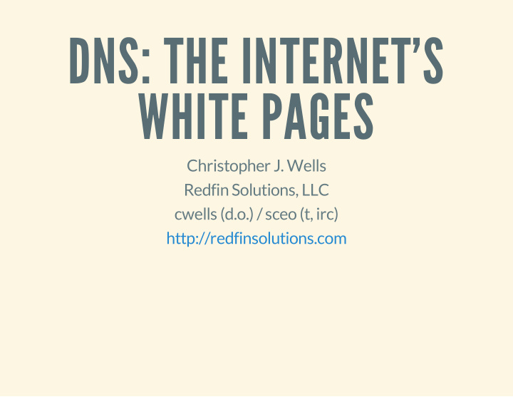 dns the internet s white pages