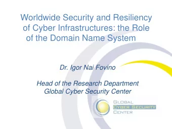 Worldwide Security and Resiliency  of Cyber Infrastructures: the Role of the Domain Name System