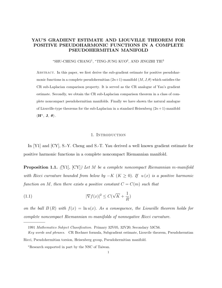 yau s gradient estimate and liouville theorem for
