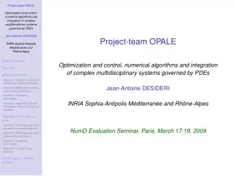 Project-team OPALE  INRIA Sophia-Antipolis  Mditerrane and  Rhne-Alpes  Scientific Themes