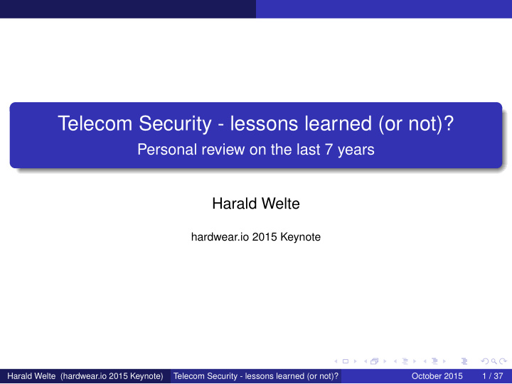 telecom security lessons learned or not