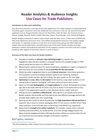 Reader Analytics &amp; Audience Insights  Use Cases for Trade Publishers  Introduction to