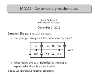 MA111: Contemporary mathematics  Jack Schmidt  University of Kentucky  December 1, 2015 Entrance