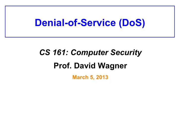 denial of service dos