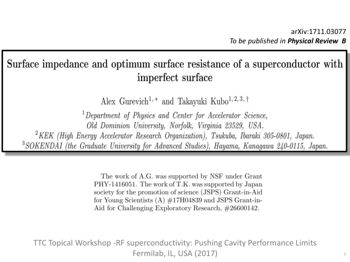 n ttc topical workshop rf superconductivity pushing