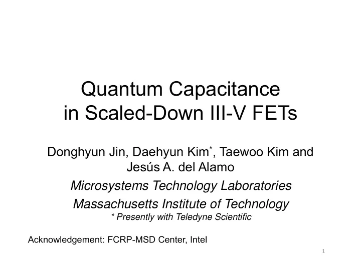 quantum capacitance quantum capacitance in scaled down